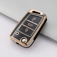 □☁❀ New TPU Car Flip Key Case Cover Shell For VW Volkswagen Golf 7 MK7 Tiguan MK2 For Seat Ateca Leon FR Ibiza Skoda Octavia Kodiaq