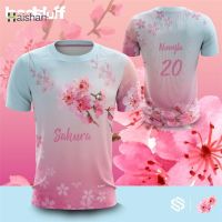 haishan baju lelaki 2023 เจอร์ซีย์เต็มรูปแบบระเหิดเสื้อยืดผู้ชาย - ผู้หญิง - ผ้าที่มีคุณภาพสูง - เสื้อยืดออกแบบสด - ซากุระ - เสื้อยืดผู้ชาย