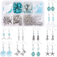 10 Pair Starfish Crab Mermaid Dangle Earring Making Kit Jewelry Making Supplies Beading Starter Kits for Beginner Adults, Ocean Beach Theme, Instruction