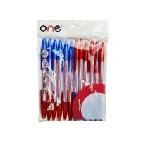 ONE ปากกาลูกลื่น 2 หัว 0.5 มม. คละสี (หมึกแดง-น้ำเงิน) รุ่น 3117 (แพ็ค12ด้าม)