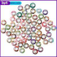 LHPFI 60 PCS เรซิน ลูกปัดรูใหญ่แบบยุโรป สีสันสดใส รูใหญ่ๆ ลูกปัดสเปเซอร์ ลูกปัดสไตล์ยุโรป ลูกปัดหลวมๆ ดีไอวาย