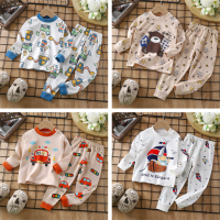 TINGQI Toddler Baby Kids Boys Pyjamas Clothing Sets Long Sleeves Tops and Long Pants Trousers Autumn Night Sleeping Wear Soft Cotton Cute Cartoon Print Outfits For 0-7 Years