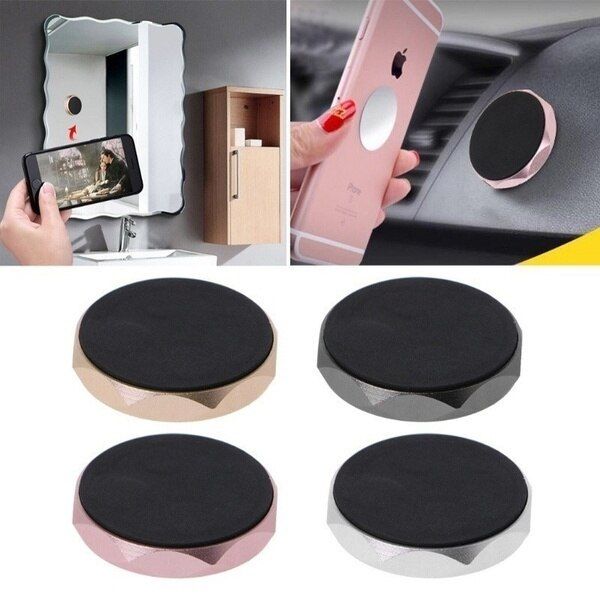 สติกเกอร์แม่เหล็กโลหะโต๊ะติดกำแพงแบบพับได้ทั่วไปที่ยึดโทรศัพท์กรอบโทรศัพท์ในรถยนต์