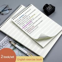 《   CYUCHEN KK 》 B5/A5 English Coil Notepad การออกกำลังกายหนังสือภาษาอังกฤษ Thicken Student Coil Notebook สี่บรรทัดสามกรอบ Word Book อุปกรณ์โรงเรียน