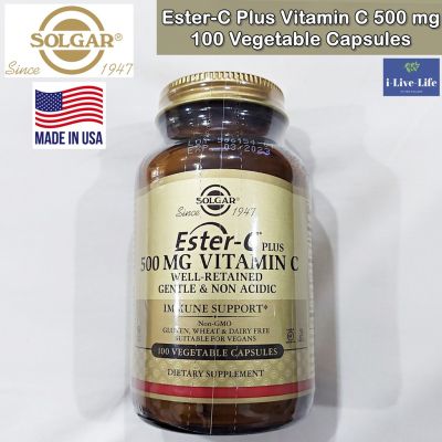 เอสเตอร์-ซี พลัส วิตามินซี Ester-C Plus Vitamin C 500 mg 100 Vegetable Capsules - Solgar