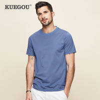 KUEGOU 2022 New Summer T-shirt Men Slim Basic Short Sleeves Modal Tshirt RunningBreathable Cool Top Elastic Plus Size 5939