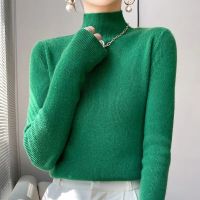 【jw】❆  Korean Fashion Pullover Thick Knitted Womens Half Turtleneck sweater sleeve Warm jumper