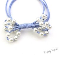 【Ready Stock】 ┅┋▥ C18 Real Stock Korean 24 Pearl Hair Ring Knotted Three-Layer Rope High Elastic Hair Rope