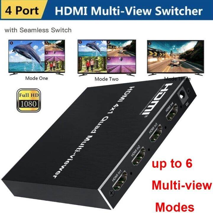 4X1 HDMI Multiviewer 1080p HD 4 Channel Quad Screen Splitter Real Time
