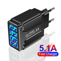 【Chat-support】 Hayas Super Store 5.1A อะแดปเตอร์ชาร์จเร็ว QC 3.0 USB แบบส่องสว่างที่ชาร์จมือถือติดกำแพงปลั๊ก Eu/us/uk สำหรับ S9 Redmi