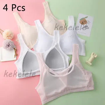 Puberty Girls Lace Dot Cotton Underwear Set Bra Teenage Underwear Small  Breast Bra for Teenage Girls (Color : Pink Set, Kid Size : 14)