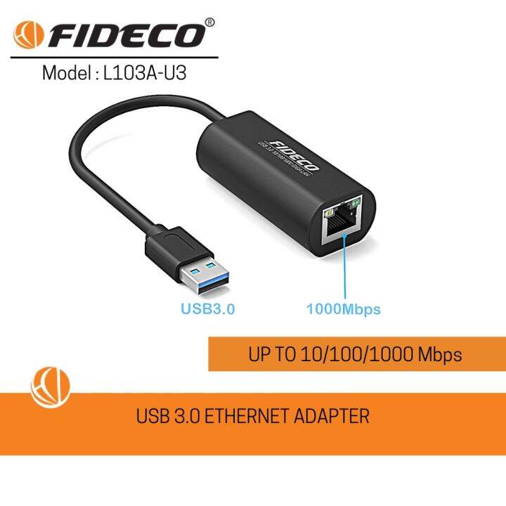 Fideco ethernet lan adapter wired usb 3.0 to rj45 splitter network ...