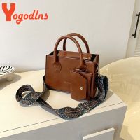 【YF】 Yogodlns Wide Shoulder Straps Bag Trend Lady Crossbody Bags Summer Woman Messenger Purse PU Leather Handbag with Pouch