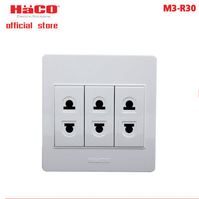 HACO เต้ารับ 2 ขา 3 ช่อง 16A 250V รุ่น M3-R30