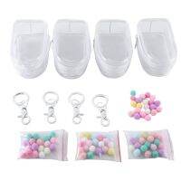 4PCS Transparent Storage Box Pouch Box Keychain Bag Storage Case Thicken Wallet Cute Doll Bag, A