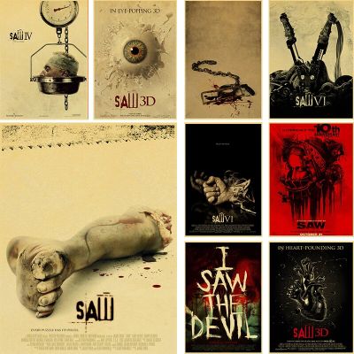 Vintage Poster Saw Classic Horror Movie Posters Tableau Mural  Kraft Paper Wall Sticker Home Decorative Painting Wall Décor