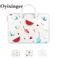 Oyixinger Leather Briefcase Portable Cartoon Laptop Bags For13-15inch Mackbook Uni Shoulder Notebook Bag Casual Document Bags