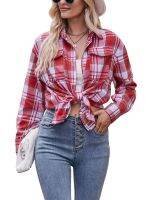 ☜ﺴ  Women s Oversized Plaid Flannel Shirt with Long Sleeves Lapel Collar and Button-Down Front - Stylish Boyfriend Fit