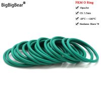 【LZ】✐✿  FKM Flúor Rubber O Ring Junta de vedação Óleo de isolamento Resistência a altas temperaturas CS 3.5mm OD 10-100mm Verde 10Pcs