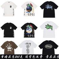 2023 FOR✢✆♤ Stussy 8 ball inclined logo design printing short sleeve T-shirt stu west graffiti logo black eight men and women with money