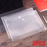 ™┇ 1-3PCS A4 Poly Envelope Folder with Snap Button Clear Waterproof Plastic Document Protector for School Home Office Organization