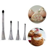 【CC】◐✥  4pcs Puffs Injection Syringe Icing Piping Nozzles Cakes Decorating Confectionery Filling Tubes Eclair Pastry Tips