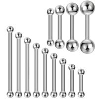 5Pcs Stainless Steel Tongue Piercing 14G Industrial Barbell Nipple Bar  3/4/5/6mm Ball  Punk Sexy Body Jewelry Rock Style Cables