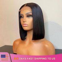 【jw】❦♨  4x1 Short Bob Straight Wig 13x5x2 T Part Human Hair Wigs for Pre Plucked