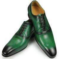 Luxury Spring/Autumn Mens Dress Shoes Fashion Designer Wedding Oxfords Black Green Pointed Toe Big Size 39-50 Lace-up 2022 New