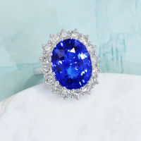 Tanzanite Diamond Ring แหวนเพชรแทนซาไนท์ แทนซาไนท์แท้สีน้ำเงินธรรมชาติ เนื้อสะอาดมาก ประดับล้อมด้วยเพชรแท้น้ำ96-97 ตัวเรือนเป็นทองขาว18k