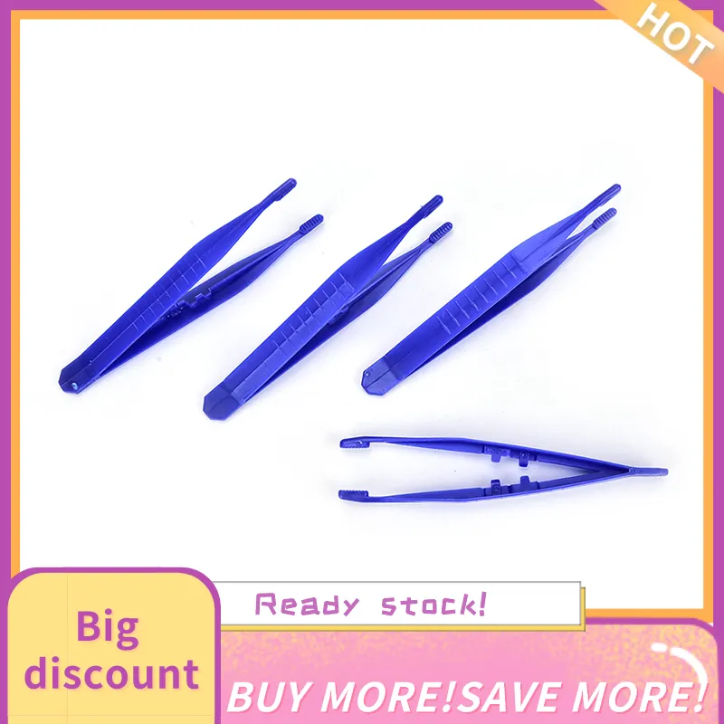 10pcs Disposable Medical First Aid Tweezer Small Plastic Tweezers Blue;EN