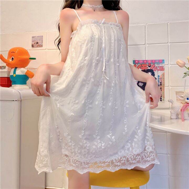 women-lolita-style-white-nightgowns-straps-bow-floral-lace-princess-homewear-clothing-cute-kawaii-fairy-sexy-sleepshirts-pajamas