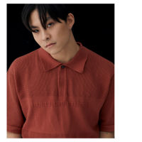 ROSEROMPSTUDIO SOUNDS KNIT POLO SHIRT BRICK , เสื้อคอคอตตอล โปโล สีส้มอิฐ