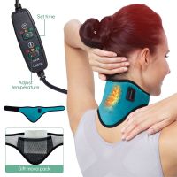 ZZOOI Electric Heating Neck Brace Cervical Vertebra Spine Belt Fatigue Therapy Hot Compress Massage Neck Support Heat Pad Pain Relieve