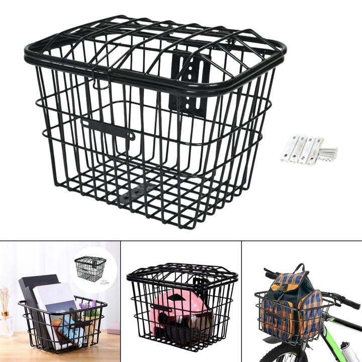 WDLight Bike Metal Mesh Front or Rear Basket with Lid Cargo Basket for