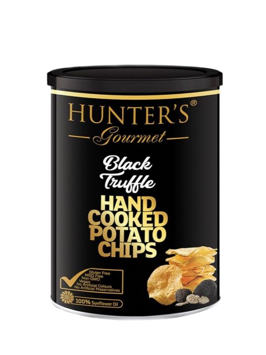 [[พร้อมส่ง ฉลากไทย]] มันฝรั่งทอดกรอบรสทรัฟเฟิลดำ Hunters Gourmet Potato Chips Black Truffle 150g