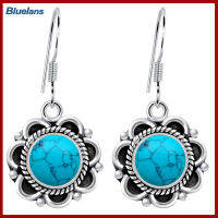 Bluelans®ผู้หญิง VINTAGE Faux Turquoise ดอกไม้ Dangle ต่างหูตะขอ PARTY เครื่องประดับของขวัญ