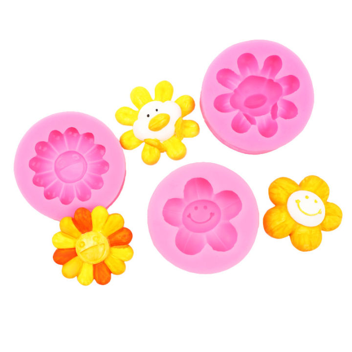 jiang-แม่พิมพ์ซิลิโคนฟองดองดอกทานตะวันยิ้มดอกไม้ดอกทานตะวันแบบทำมืออุปกรณ์ตกแต่งรถแบบหยอดกาว