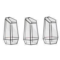 3X House Greenhouse Hexagonal Glass Vase for Fee Garden Miniature Mini Landscape