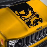 【car parts】สำหรับ Hood Decal สำหรับ Jeep Renegade - Lettered Logo Splatter Blackout Sticker