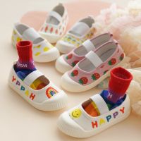 Summer Kids Girls Shoes Casual Printed Elastic Straps With Canvas Sneaker 1-7 Years Old