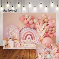 Mehofond Photography Background Bohemia Rainbow Pink Balloons Girls 1st Birthday Party Cake Smash Decor Backdrops Photo Studio Colanders Food Strainer