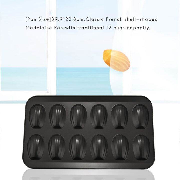 2-packs-non-stick-madeleine-pot-baking-mold-12-with-shell-cake-baking-tray-chocolate-non-stick-baking-tray-used-for-oven-baking-black