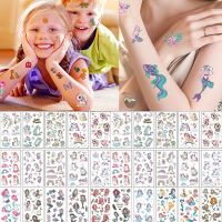 【YF】 10Sheets/lot Children Cute Cartoon Unicorn Temporary Tattoo Stickers Baby Shower Kids Body Makeup Sticker Tattoos Mermaid Party