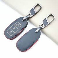 ♝ Leather Key Case For Hyundai Santa Fe TM 2019 i30 2018 Solaris Azera Elantra Class Accent Keychain Protective Cover Accessories