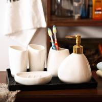 ✱❀❦ European Ceramic Bathroom Five-piece Set of Household Lotion Bottle Tooth Cup Soap Dish Set Bathroom Decoration Accessories New