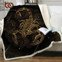 BeddingOutlet Golden Scorpion Blanket Boho Meteor Scorpio Bedding Vintage Sofa Plaid Velvet Plush Blanket Conslation manta