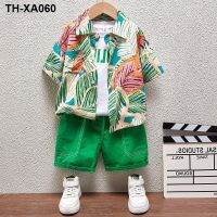 Boys summer flower suit western style children holiday two-piece 2022 the new baby