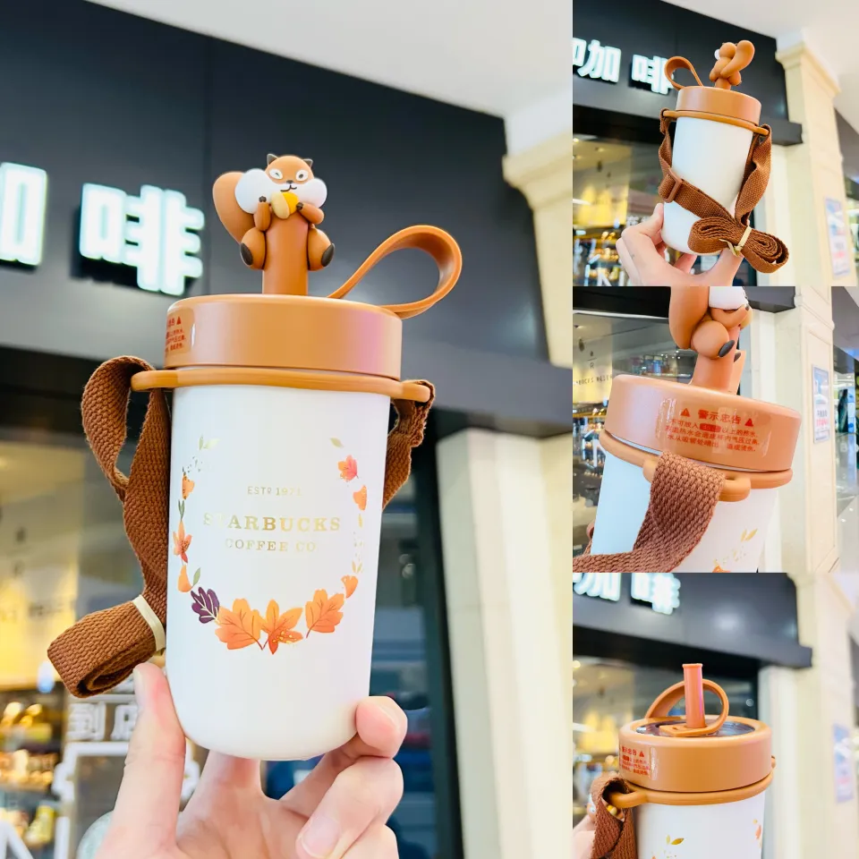 2023 Starbucks Autumn Relief Maple Leaves 12oz Coffee Mugs W/ Squirrel  Stick