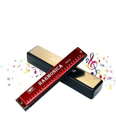 2021 New 24 Holes Key of C Blues Harmonica Musical Instrument Educational Toy with Case Chromatic Harmonica